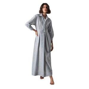 LUXMII‎ Halvar midnight blue french stripe maxi dress XL $419 NEW
